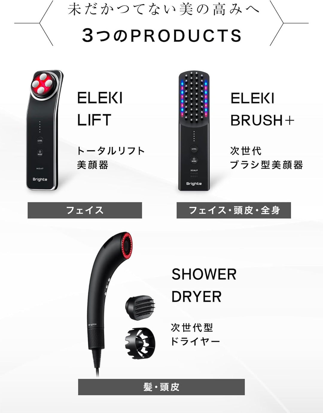 月額5,980円レンタルプラン： Brighte SHOWER DRYER ドライヤー BRT-SD173 ブラック