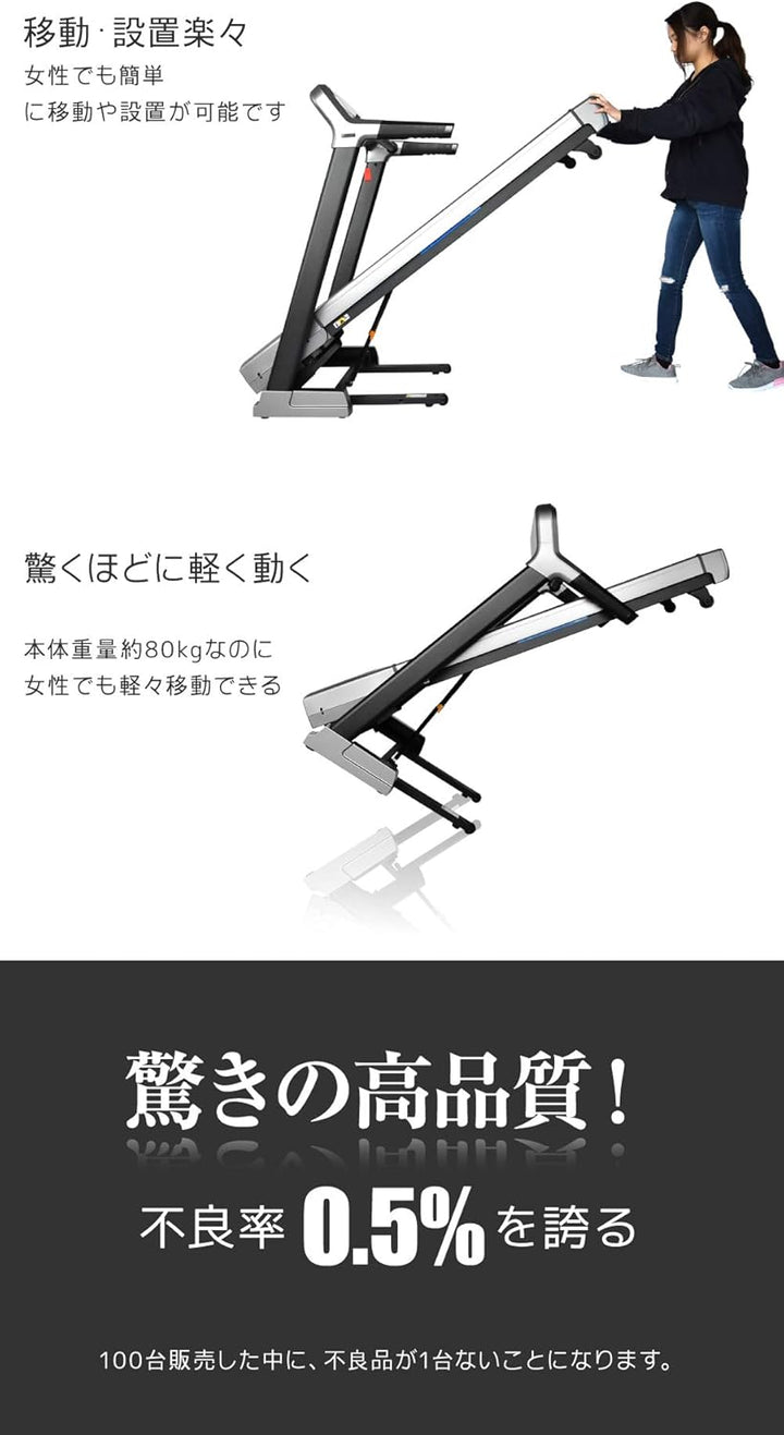 月額13,800円レンタルプラン：BARWING MAX20km/h 静音 ランニングマシン  ルームランナー BW-SRM20 ブラック