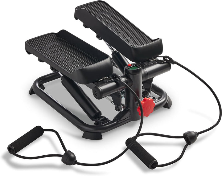 月額4,680円レンタルプラン：Sunny Health&Fitness ミニステッパー 抵抗バンド&LCDディスプレイ付き SF-S0978SMART ブラック