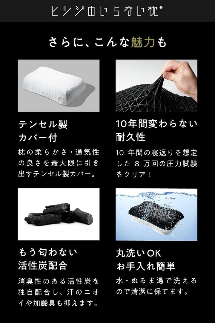 月額2,980円レンタルプラン：太陽 ヒツジのいらない枕 テンセル枕カバー付 調律 HTC001 ブラック