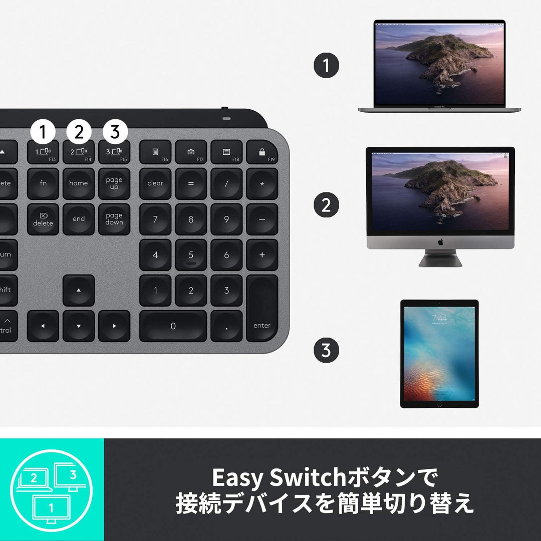 月額2,380円レンタルプラン：ロジクール MX KEYS for Mac アドバンスド ワイヤレス イルミネイテッド キーボード KX800M