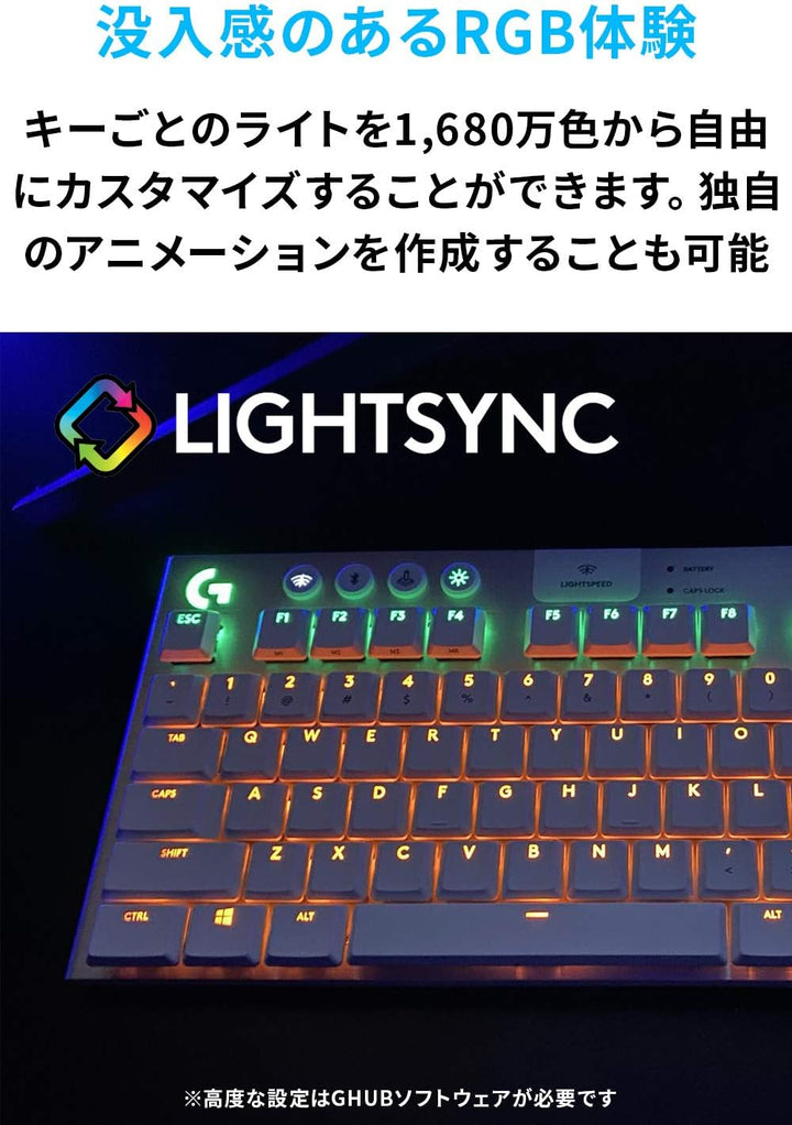 月額3,980円レンタルプラン：ロジクール ロジクールG913 ゲーミングキーボード タクタイル G913-TKL-TCWH  ホワイト
