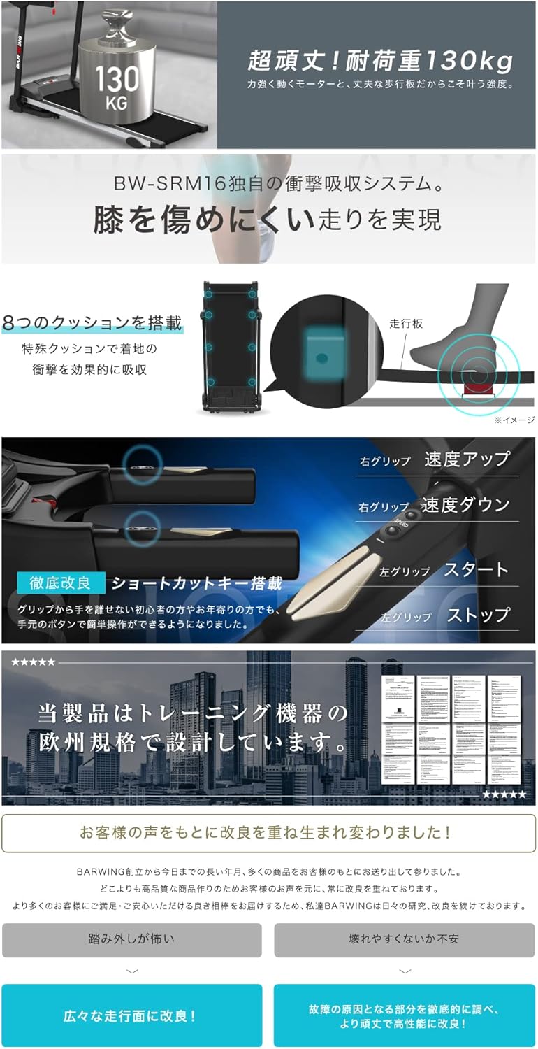月額6,680円レンタルプラン：BARWING ルームランナー 最高時速16km/h