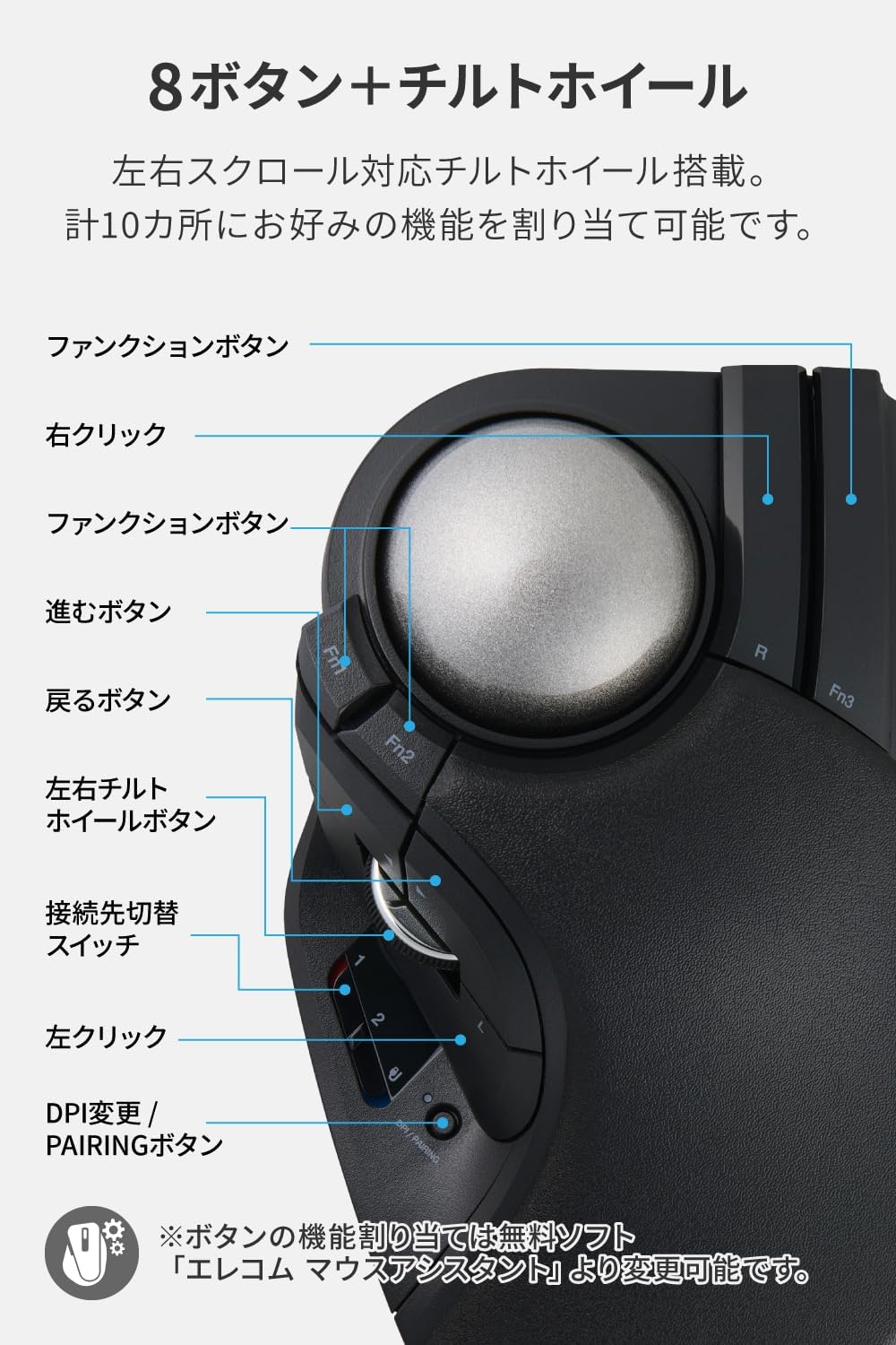 月額2,980円レンタルプラン：エレコム トラックボールマウス HUGE PLUS