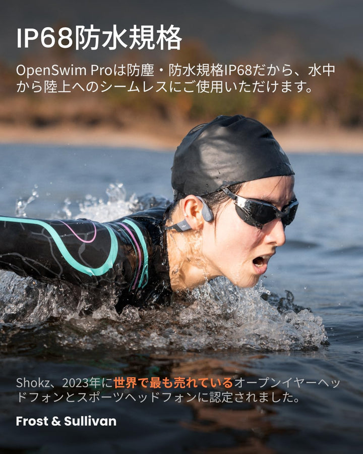 月額3,680円レンタルプラン：Shokz OpenSwim Pro 水泳用骨伝導イヤフォン グレー