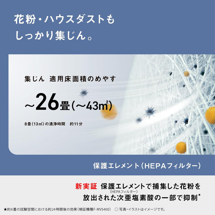 月額9,580円レンタルプラン：パナソニック ジアイーノ 次亜塩素酸 空間除菌脱臭機 18畳 空気清浄機 F-MV4300-WZ