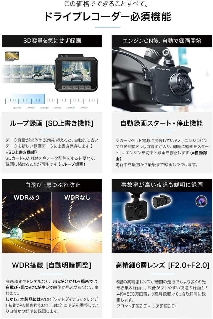 月額4,880円レンタルプラン：ジャパンアベニュー ドライブレコーダー GT65