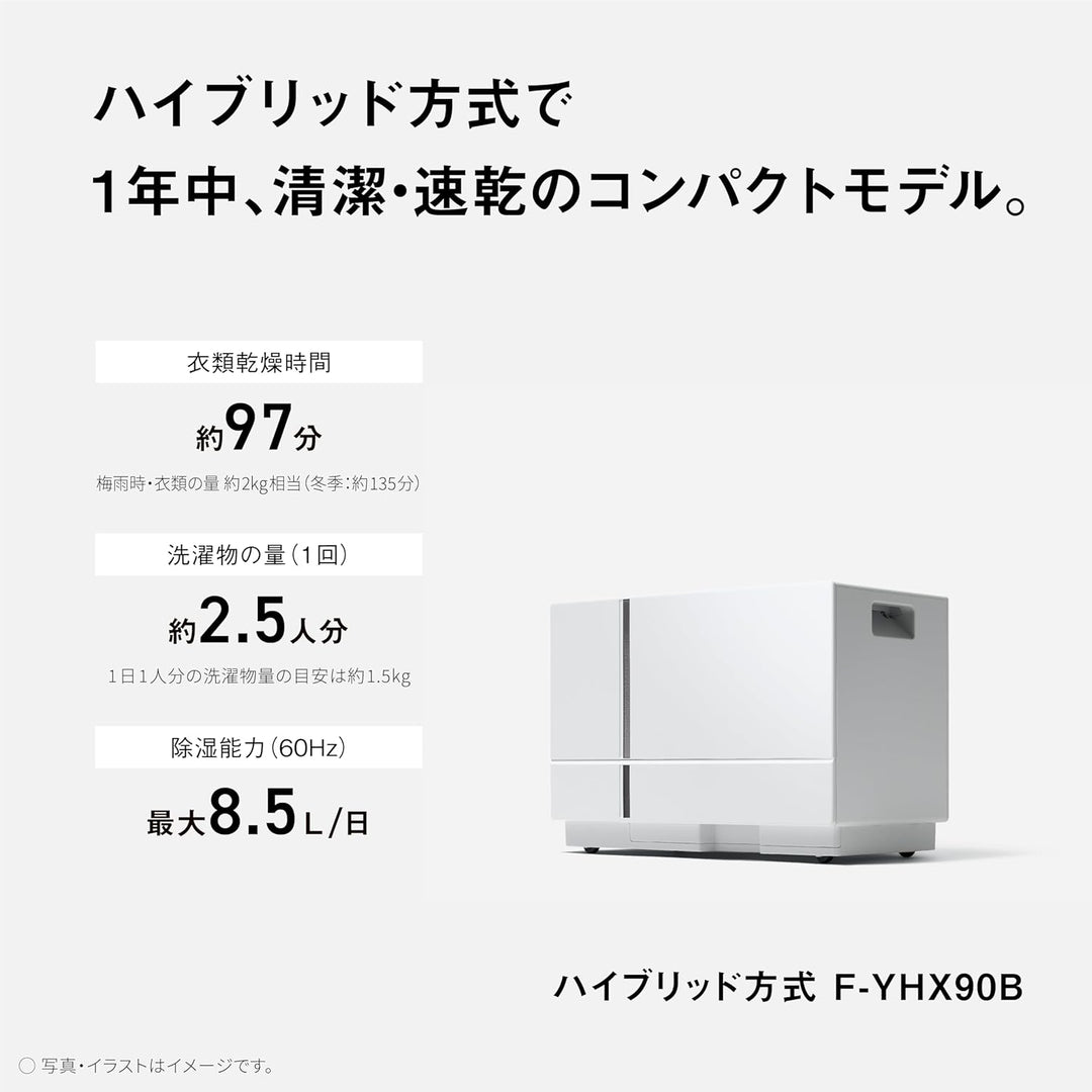 月額6,980円レンタルプラン：パナソニック ハイブリッド方式 衣類乾燥除湿機 F-YHX90B-W