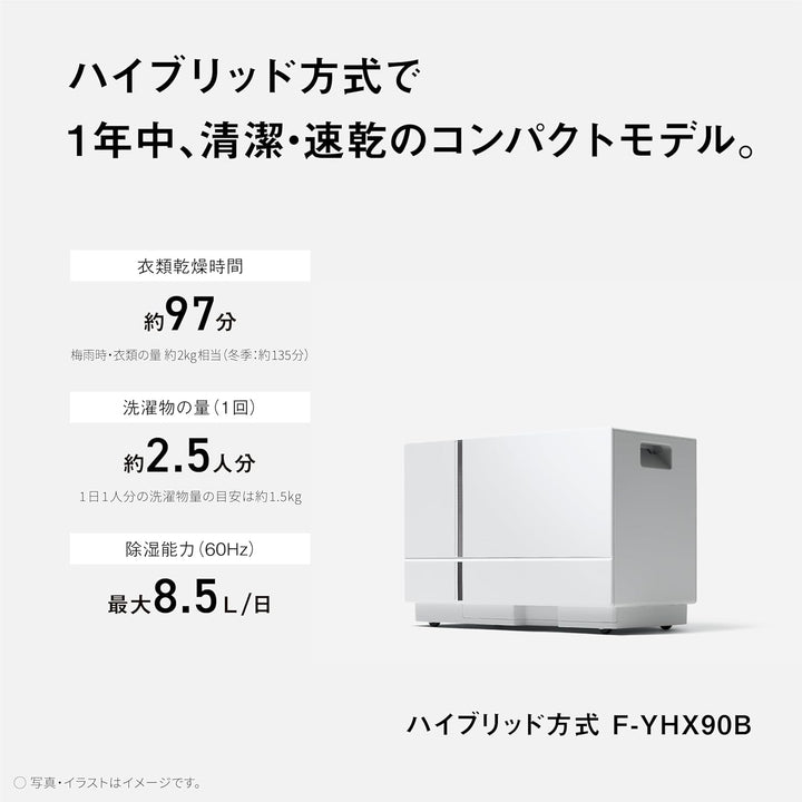 月額6,980円レンタルプラン：パナソニック ハイブリッド方式 衣類乾燥除湿機 F-YHX90B-W