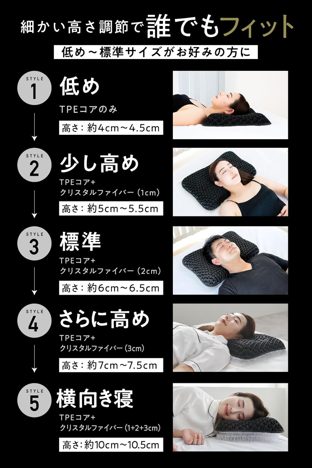 月額2,980円レンタルプラン：太陽 ヒツジのいらない枕 テンセル枕カバー付 調律 HTC001 ブラック