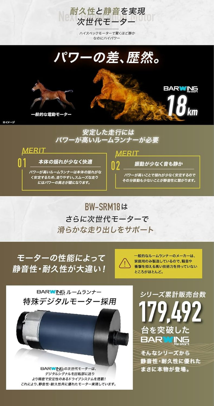 月額8,800円レンタルプラン：BARWING ルームランナー Max18km/h BW-SRM18 ブラック