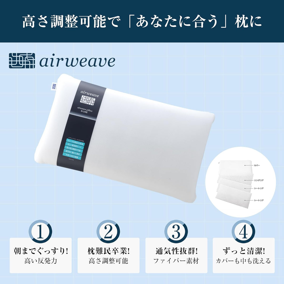 月額5,380円レンタルプラン：エアウィーヴ ピロー S-LINE 2-04091-1 ホワイト
