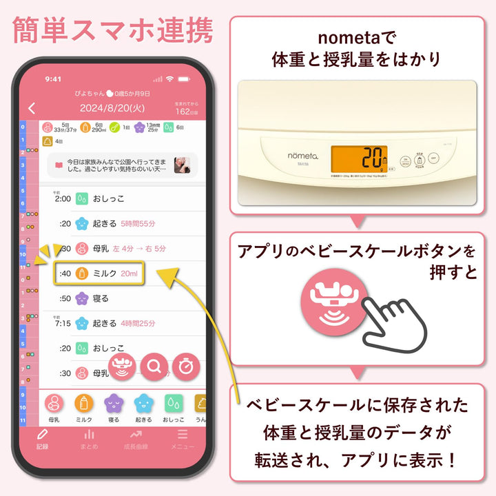 月額2,980円レンタルプラン：タニタ 授乳量機能付ベビースケール nometa ベビー用品 BB-115L アイボリー