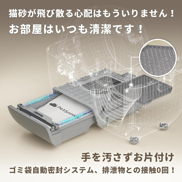 月額13,800円レンタルプラン：PetSnowy 全自動猫トイレ グレー