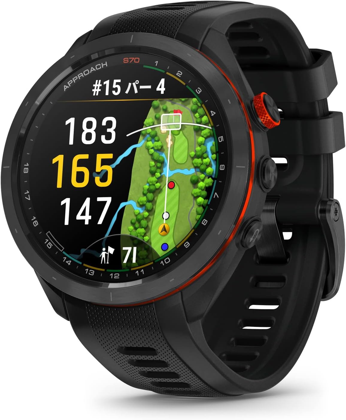 美品 Garmin Approach S70 GPSスマートウォッチ 47mm 月額12,800円レンタルプラン：GARMIN Approach S70 47mm フラッグ