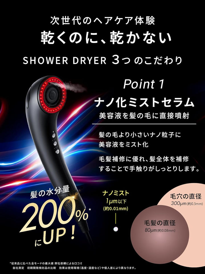 月額5,980円レンタルプラン： Brighte SHOWER DRYER ドライヤー BRT-SD173 ブラック
