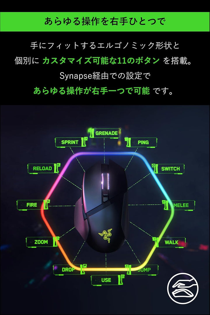 月額3,380~3,880円レンタルプラン：Razer Basilisk V3 Pro ゲーミングマウス