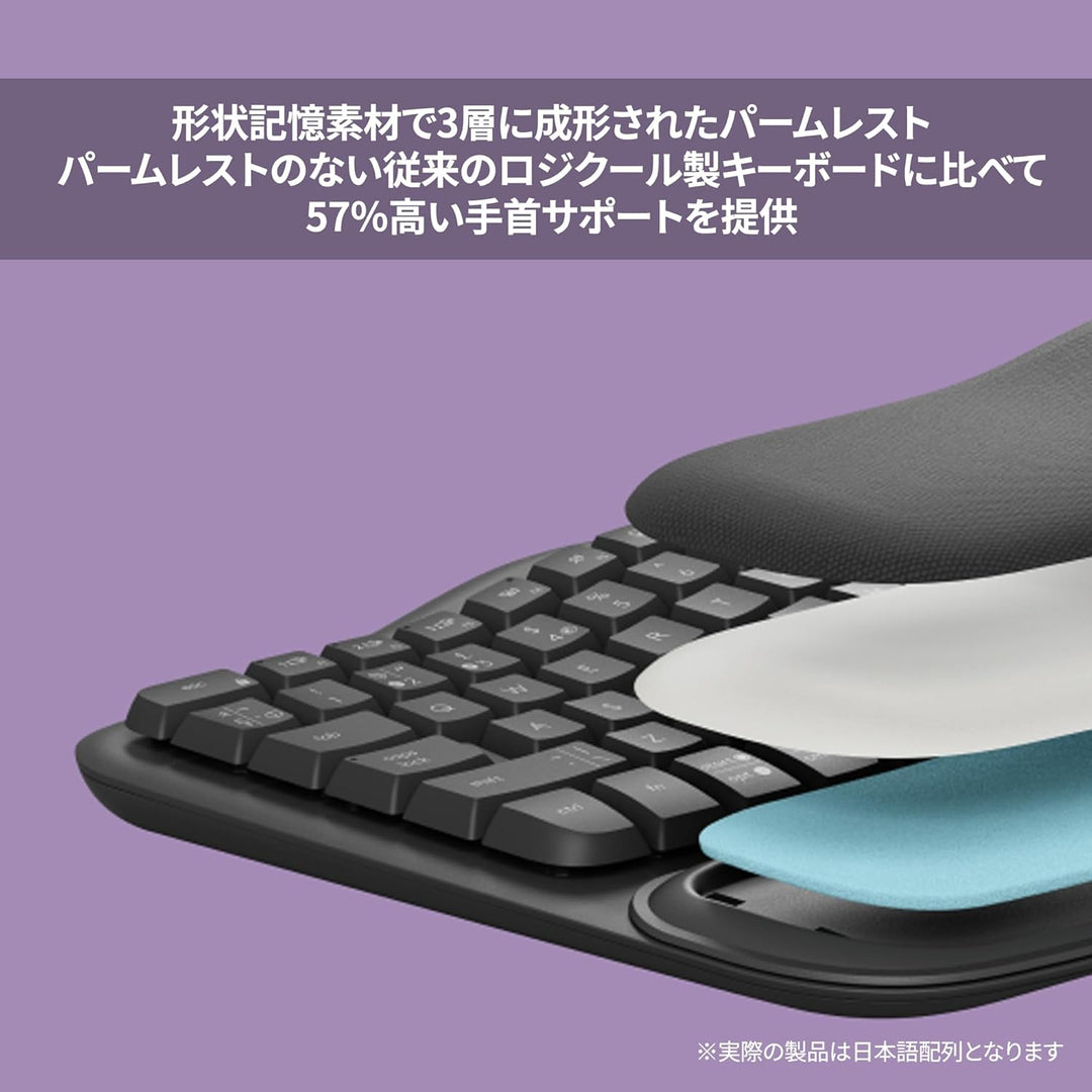 月額1,980円レンタルプラン：ロジクール WAVE KEYS エルゴノミックキーボード K820 グラファイト