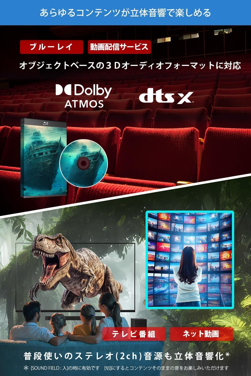月額6,580円レンタルプラン：SONY サウンドバー BRAVIA Theatre Bar 6 HT-B600 ブラック