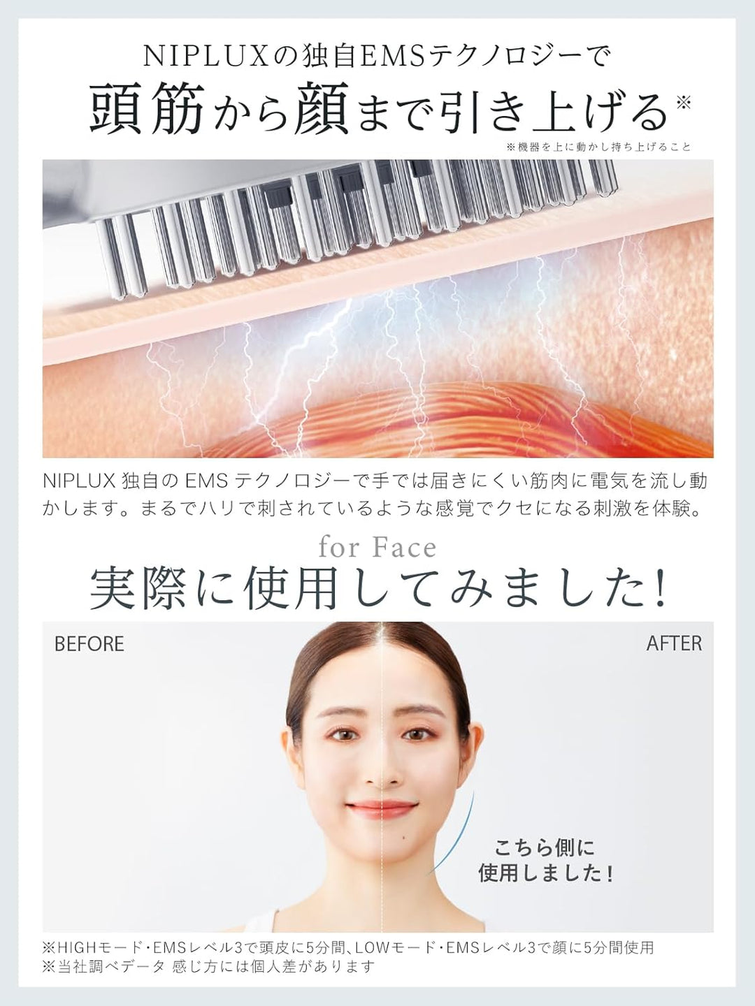 月額2,880円レンタルプラン：NIPLUX EMS LIFT BRUSH ブラシ型美顔器 EMS 高速振動 NP-ELB23SV シルバー