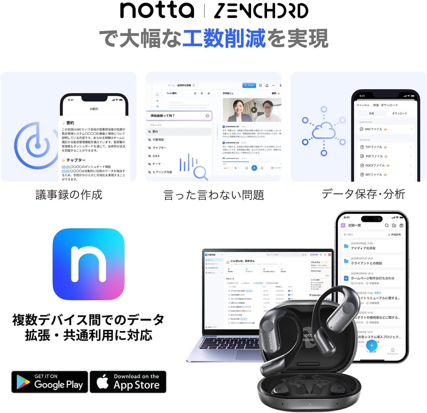 月額3,980円レンタルプラン：Zenchord1 AIイヤホン Zenchord-1G