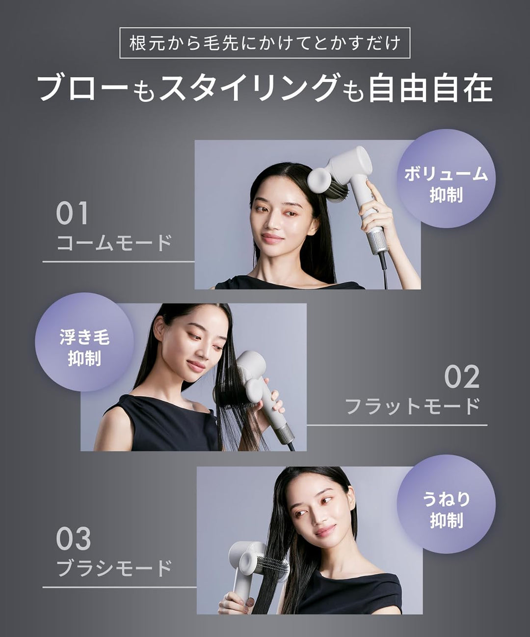 月額2,980円レンタルプラン：SALONIA スムースシャインスマートドライヤー SAL25120AW