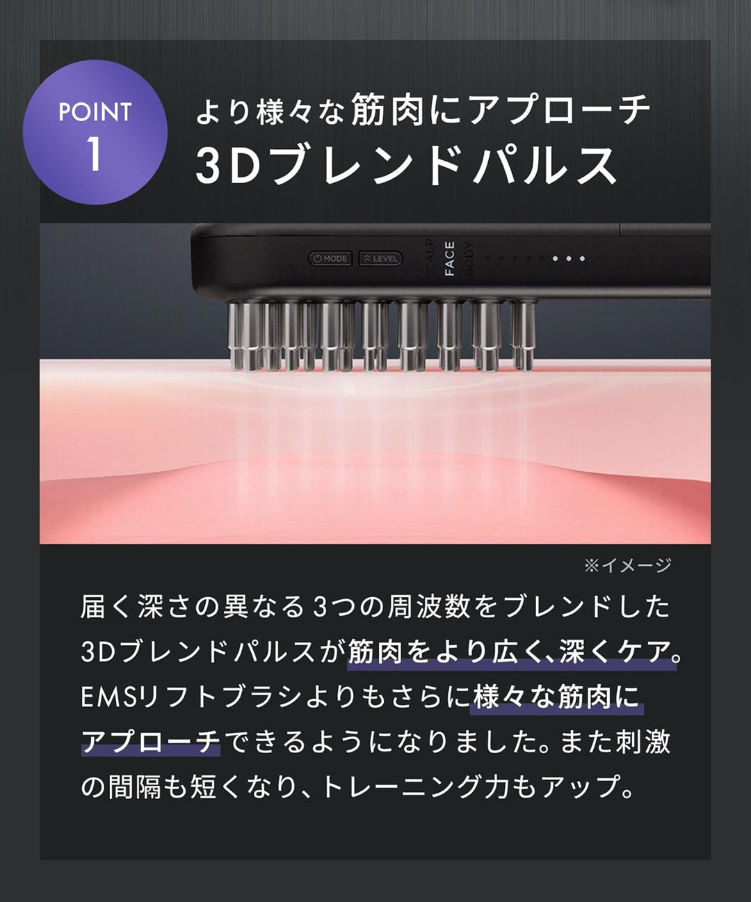 月額5,980円レンタルプラン：SALONIA EMS リフトブラシ 3Dケア SAL24305BK ブラック