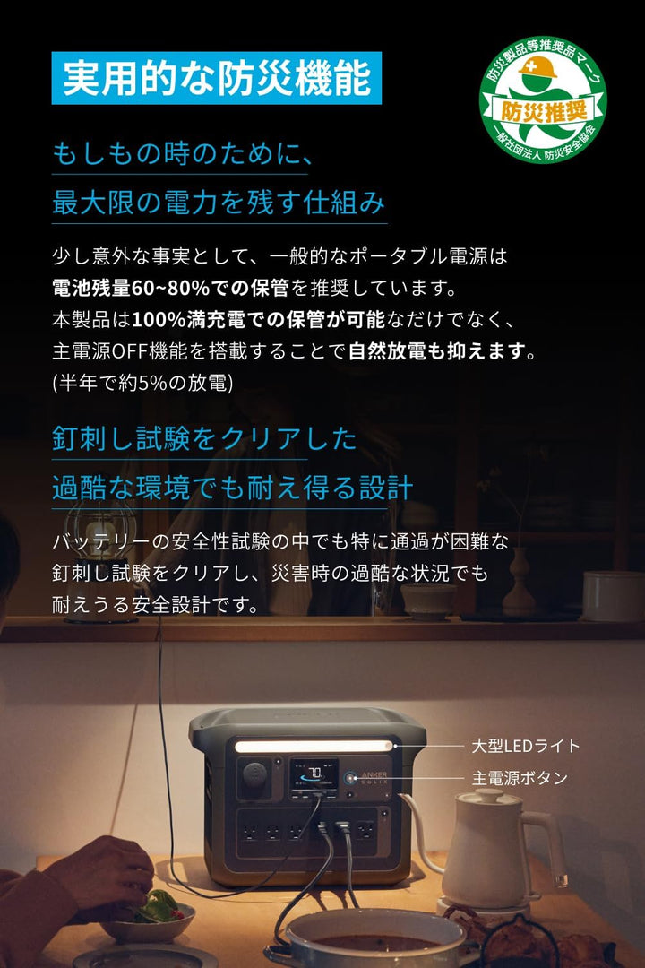 月額20,800円レンタルプラン：Anker Solix C1000 Portable Power Station 58分で満充電 防災 コンパクト A17615Z1 ダークグレー