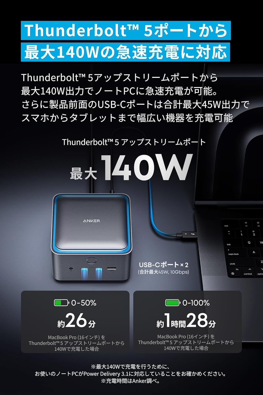 月額7,880円レンタルプラン：Anker Prime ドッキングステーション (14-in-1, 8K, Thunderbolt 5) A83B51A1 グレー
