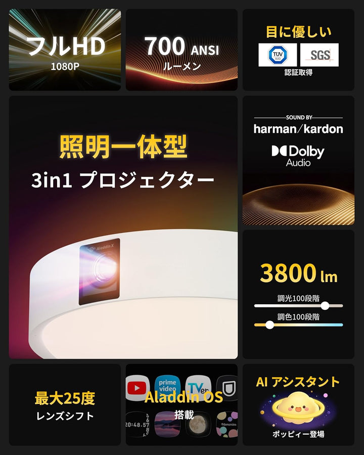 月額15,800円レンタルプラン：Aladdin X3 プロジェクター AX3P26U04DJ