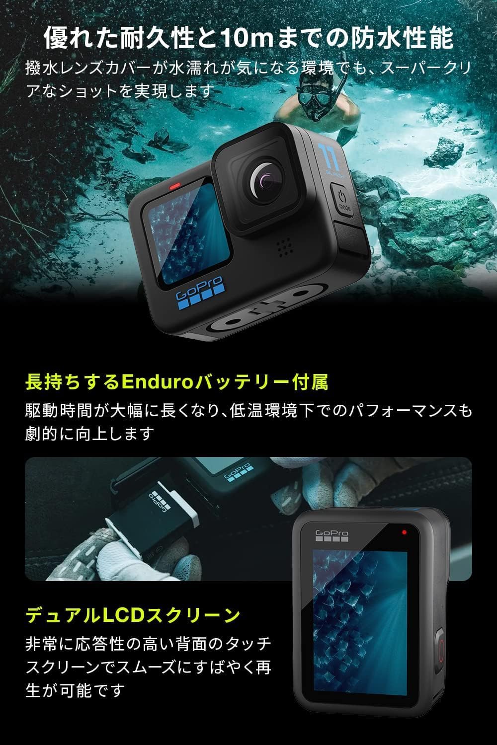 月額6,500円レンタルプラン：GoPro(ゴープロ)  HERO11 CHDRB-111-FW ブラック