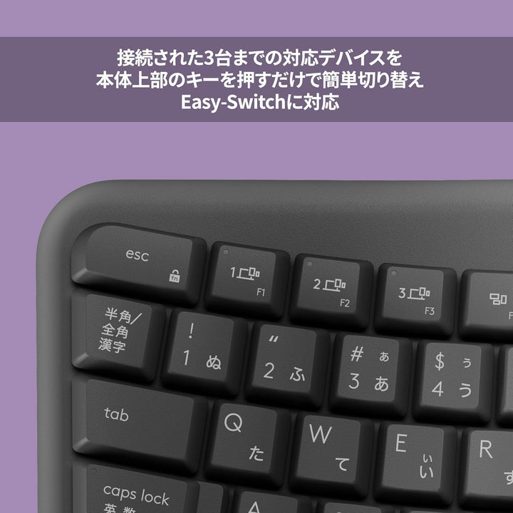 月額1,980円レンタルプラン：ロジクール WAVE KEYS エルゴノミックキーボード K820 グラファイト