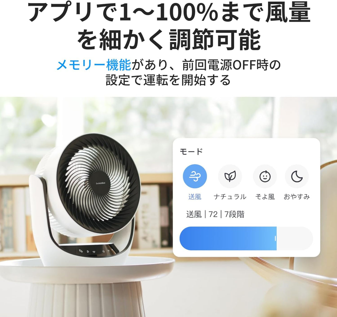 月額2,380円レンタルプラン：SwitchBot スマートサーキュレーター 扇風機 コードレス扇風機 W3800510