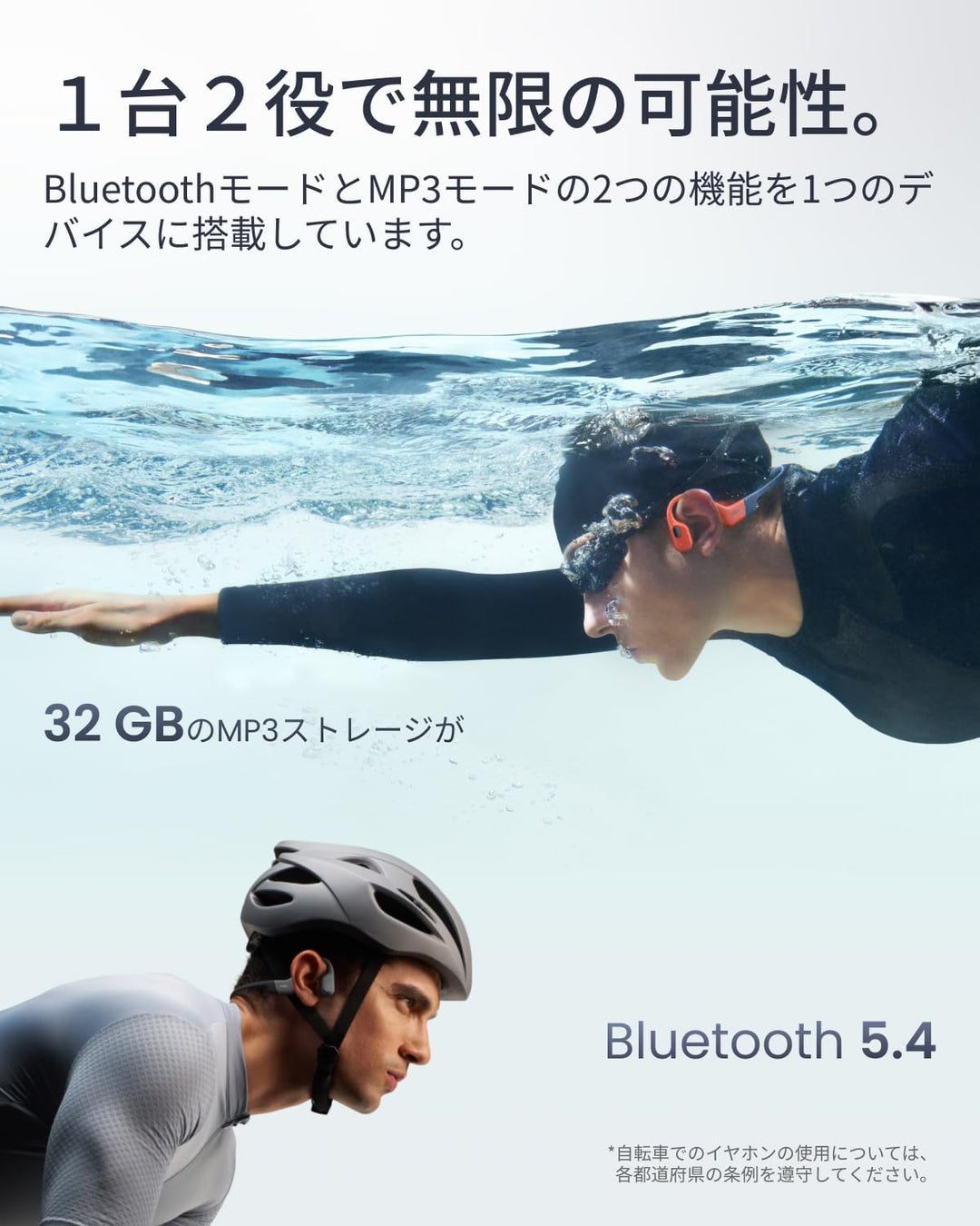 月額3,680円レンタルプラン：Shokz OpenSwim Pro 水泳用骨伝導イヤフォン グレー