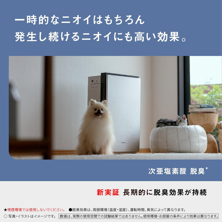 月額9,380円レンタルプラン：パナソニック ジアイーノ 次亜塩素酸 空間除菌脱臭機 空気清浄機 F-MV2300-WZ マテリアルホワイト