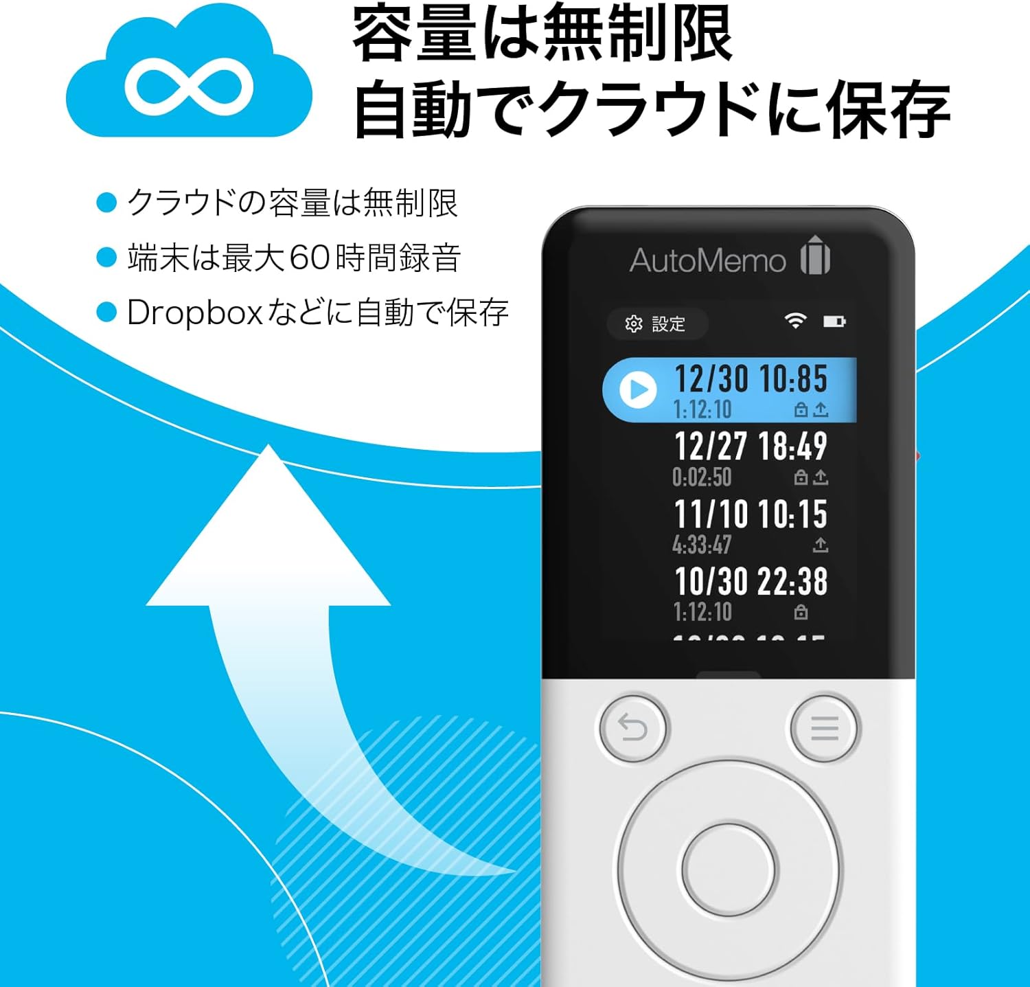 sourcenext AutoMemo AI ボイスレコーダー 月額1,980円レンタルプラン：ソースネクスト AIボイスレコーダー