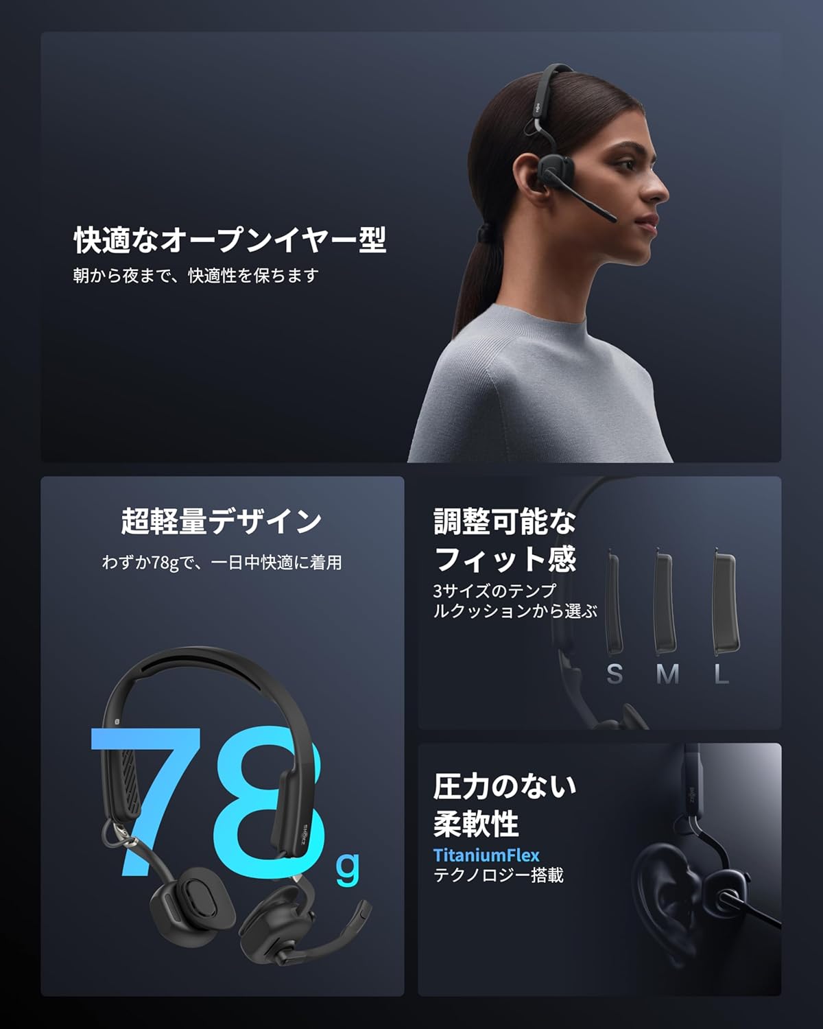 月額4,980円レンタルプラン：Shokz OpenMeet ワイヤレス骨伝導 ヘッド