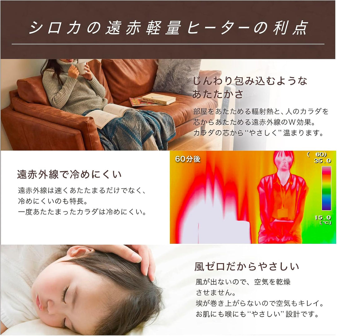 月額2,980円レンタルプラン：シロカ 遠赤軽量ヒーター かるポカ SN-M351