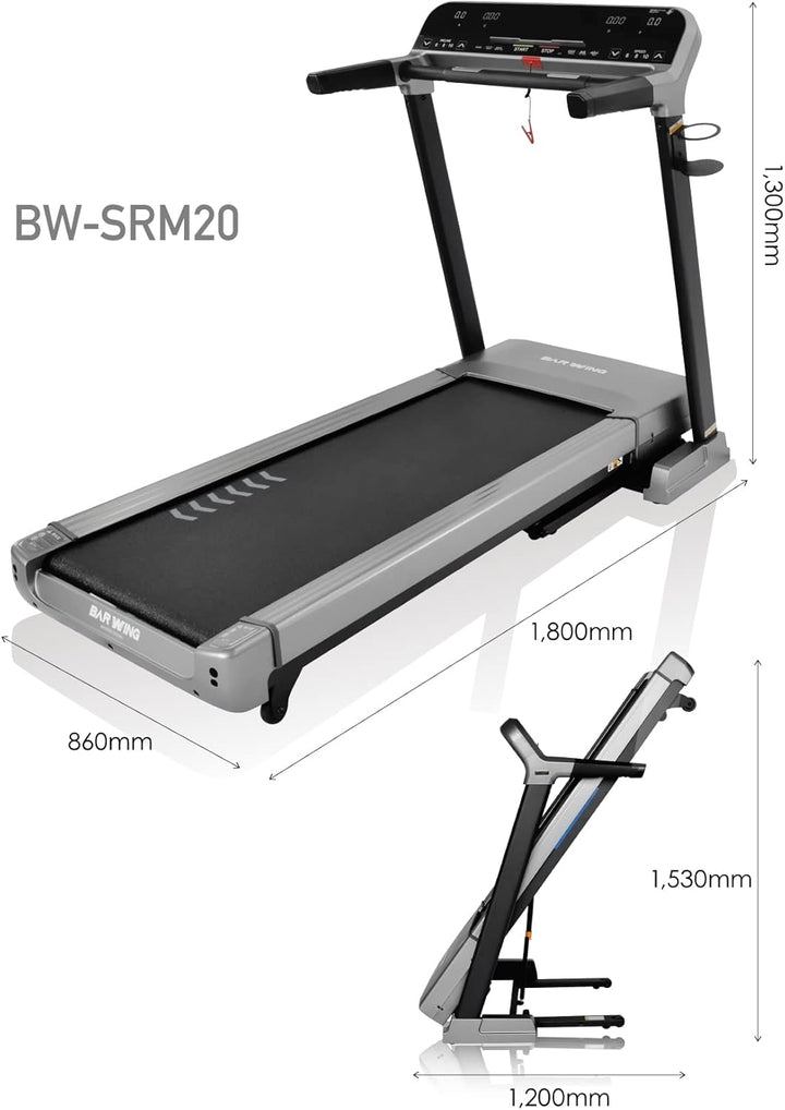 月額13,800円レンタルプラン：BARWING MAX20km/h 静音 ランニングマシン  ルームランナー BW-SRM20 ブラック