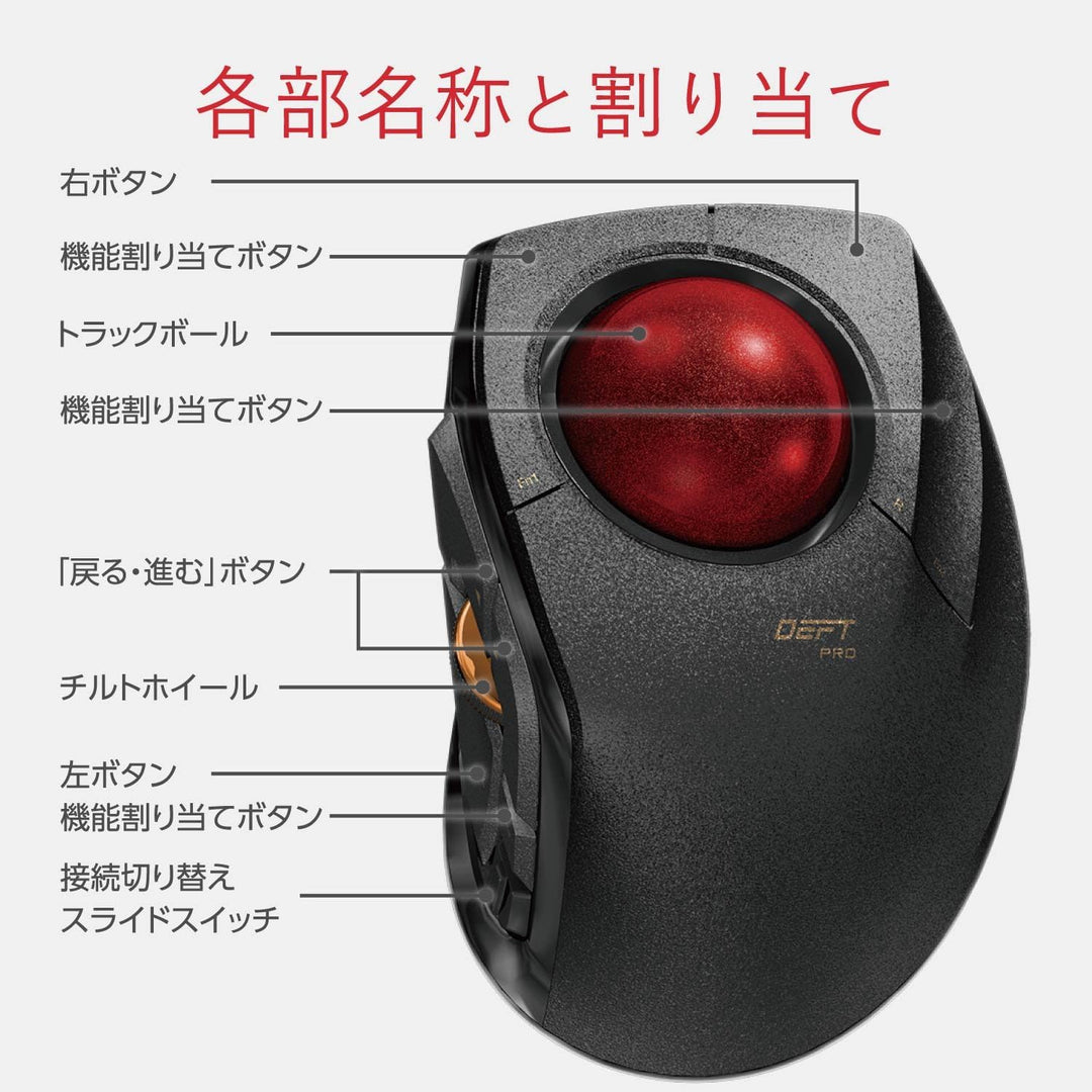 月額1,580円レンタルプラン：エレコム マウス トラックボール DEFT PRO 人差し指操作タイプ M-DPT1MRXBK ブラック