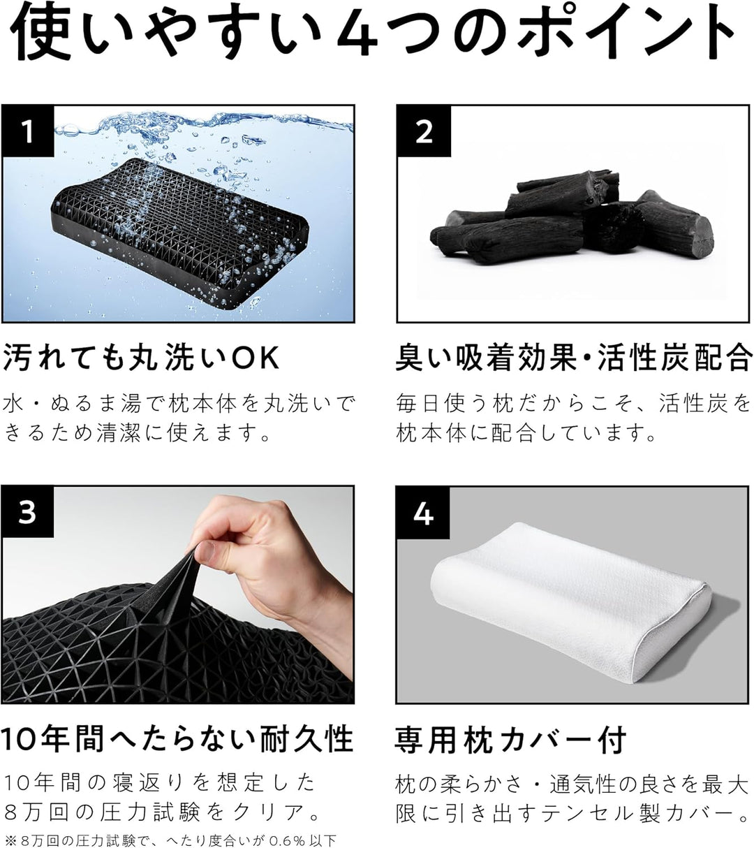 月額2,680円レンタルプラン：太陽 ヒツジのいらない枕 テンセル枕カバー付 至極 HT001 ブラック