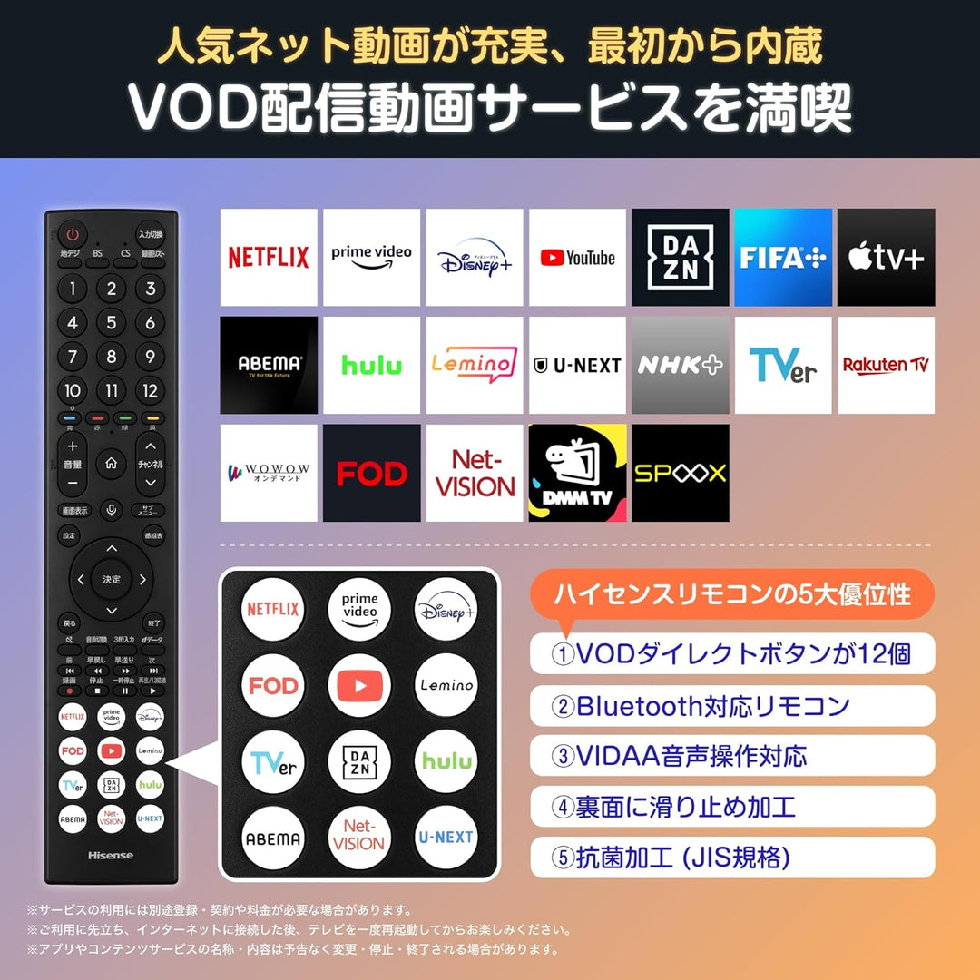 月額6,980円：Hisense 40V型 液晶テレビ 40E4N ブラック