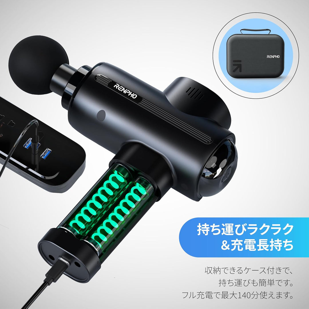 月額2,880円レンタルプラン：RENPHO Active Thermacool ハンディガン マッサージガン R-C003H ブラック
