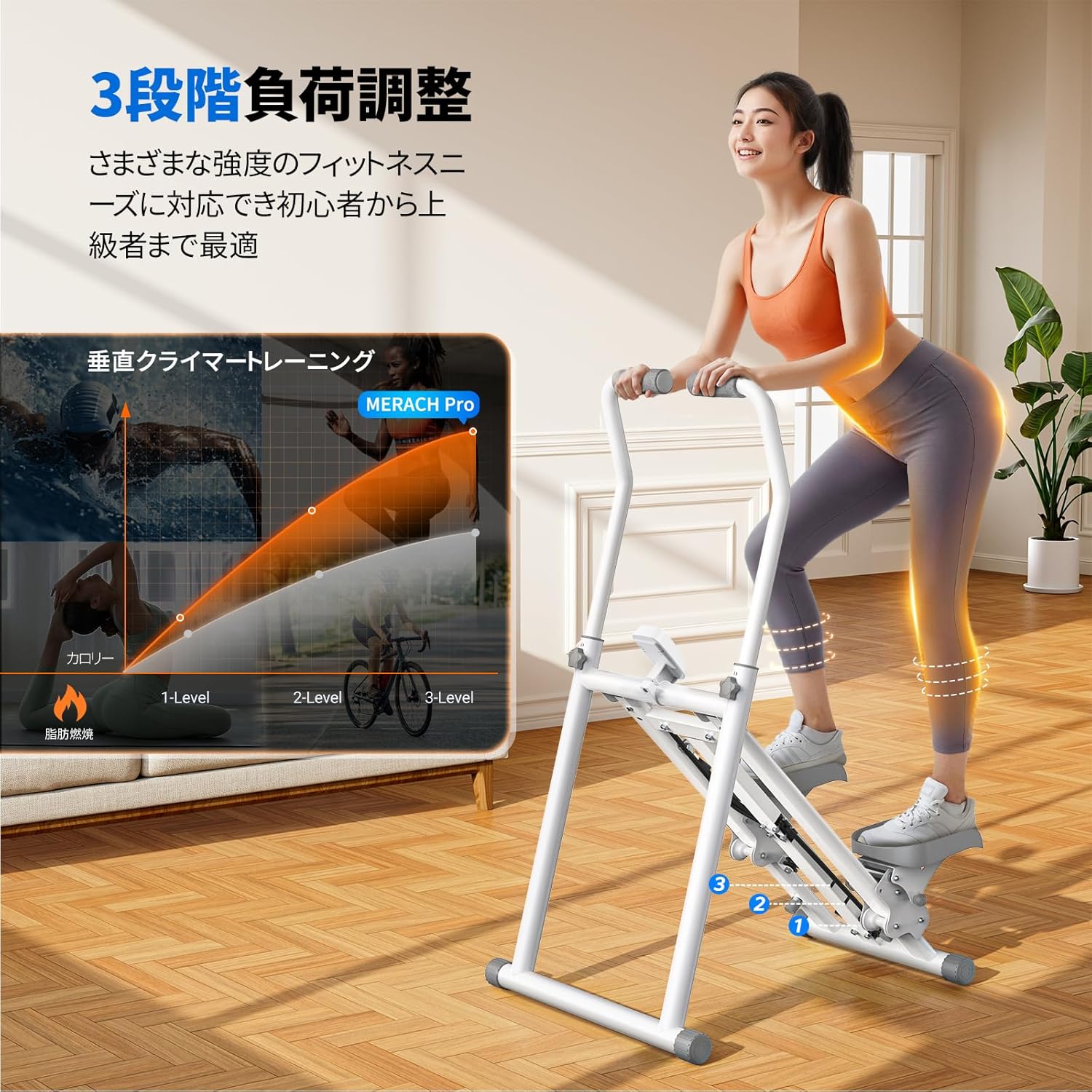 月額1,980円レンタルプラン：MERACH 踏み台 クライミング ステッパー