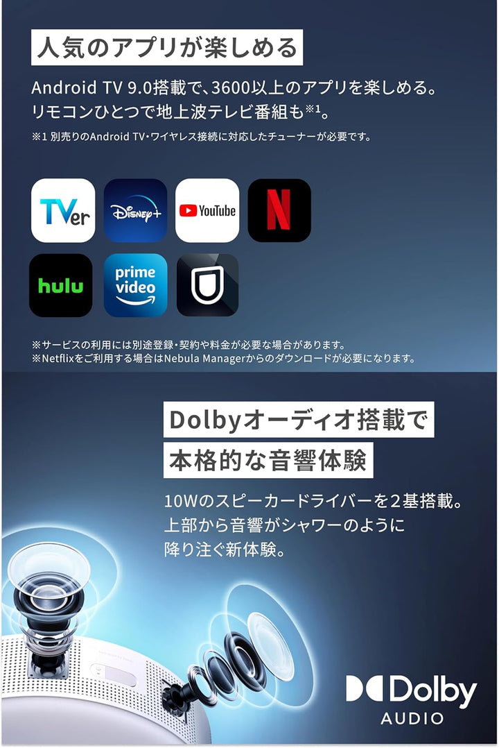 月額14,800円レンタルプラン：Anker Nebula Nova D2160521 ホワイト