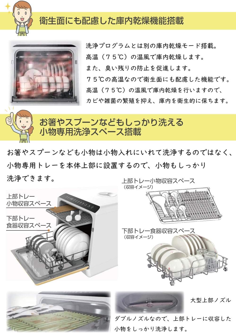 月額4,980円レンタルプラン：アイネクス Smart Dish Washer 設置工事が不要 食器洗い乾燥機 AX-S3W
