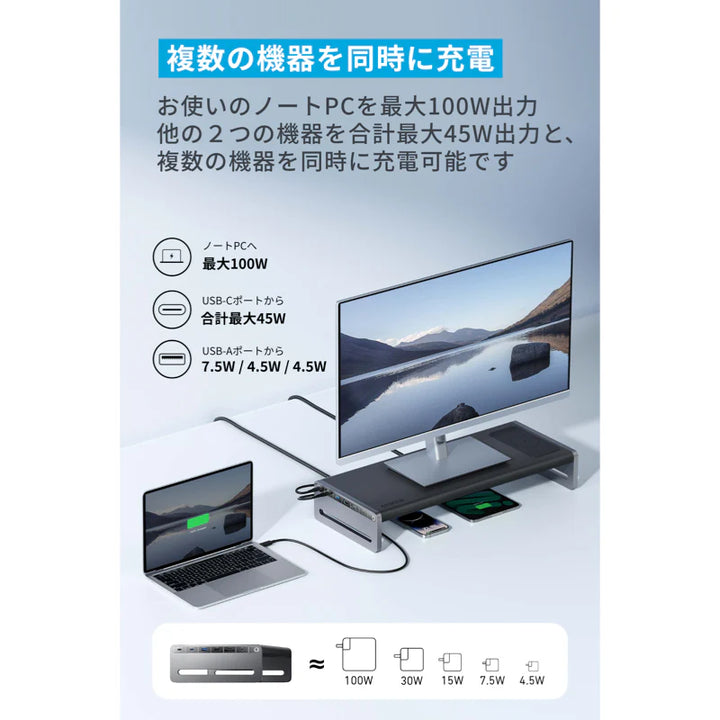 月額5,380円レンタルプラン：Anker 675 USB-C ドッキングステーション (12-in-1, Monitor Stand, Wireless) A83775Z1