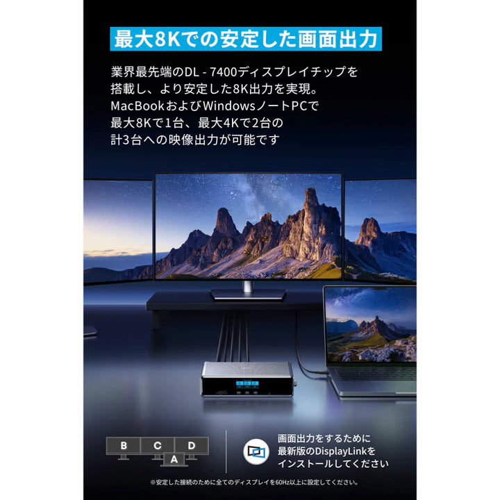 月額5,980円レンタルプラン：Anker Prime ドッキングステーション (14-in-1, Triple Display, DisplayLink) A83B35A1