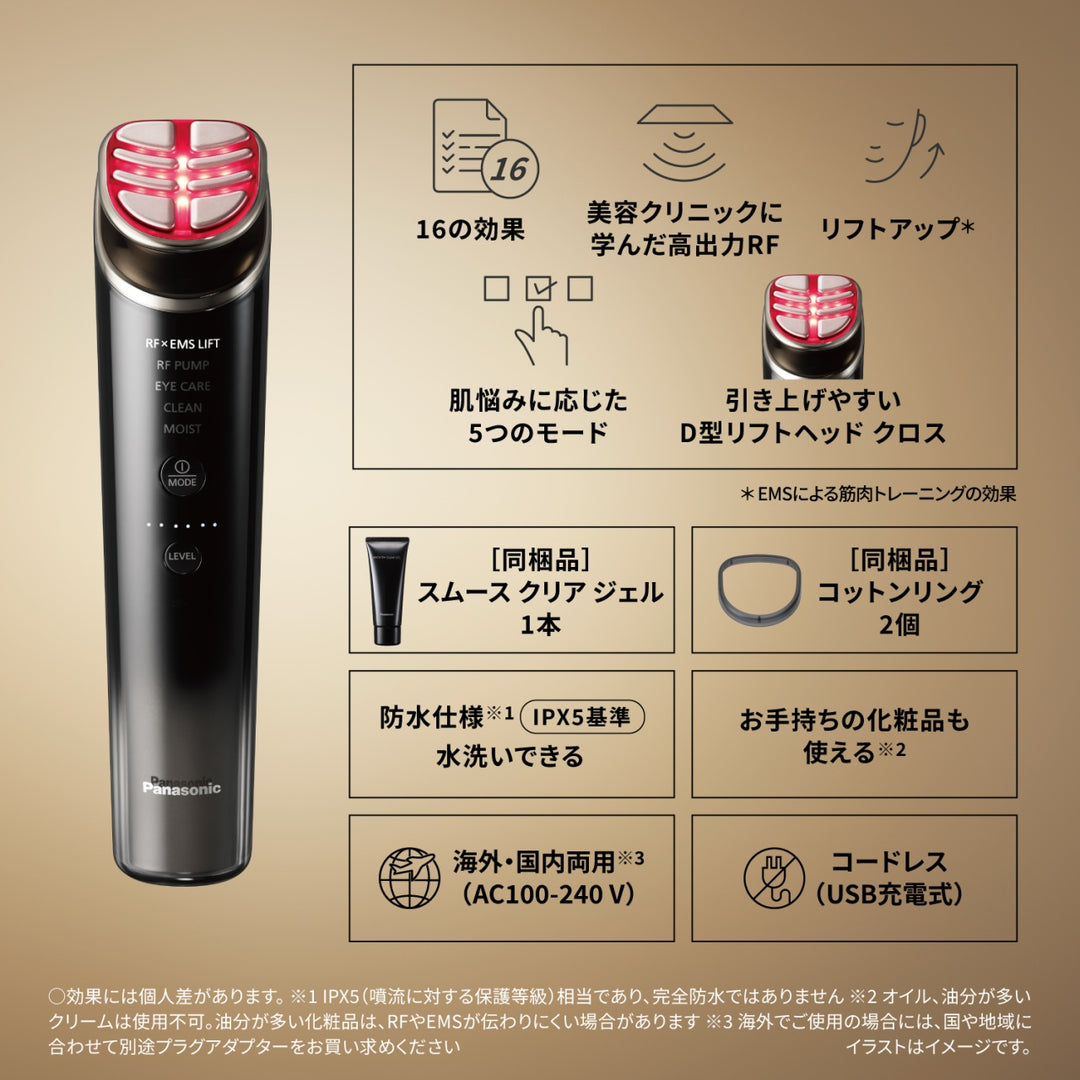 月額15,800円レンタルプラン：パナソニック リフトケア美顔器 バイタリフト RF LUXE EMS EH-SR90