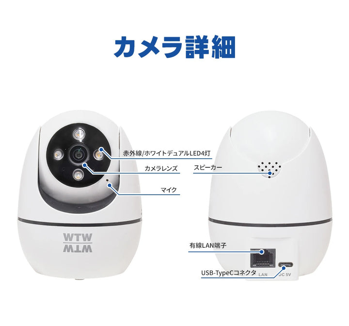 月額1,830~1,880円レンタルプラン：WTW 塚本無線 ペットカメラ みてるちゃんT1 防犯カメラ ペット用品 WTW-T1 ホワイト
